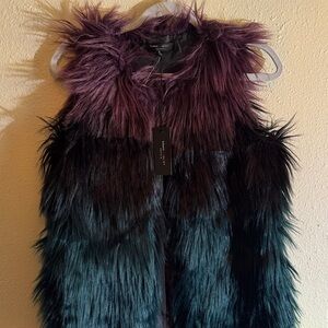 Romeo & Juliet Couture Purple and Black Faux Fur Vest